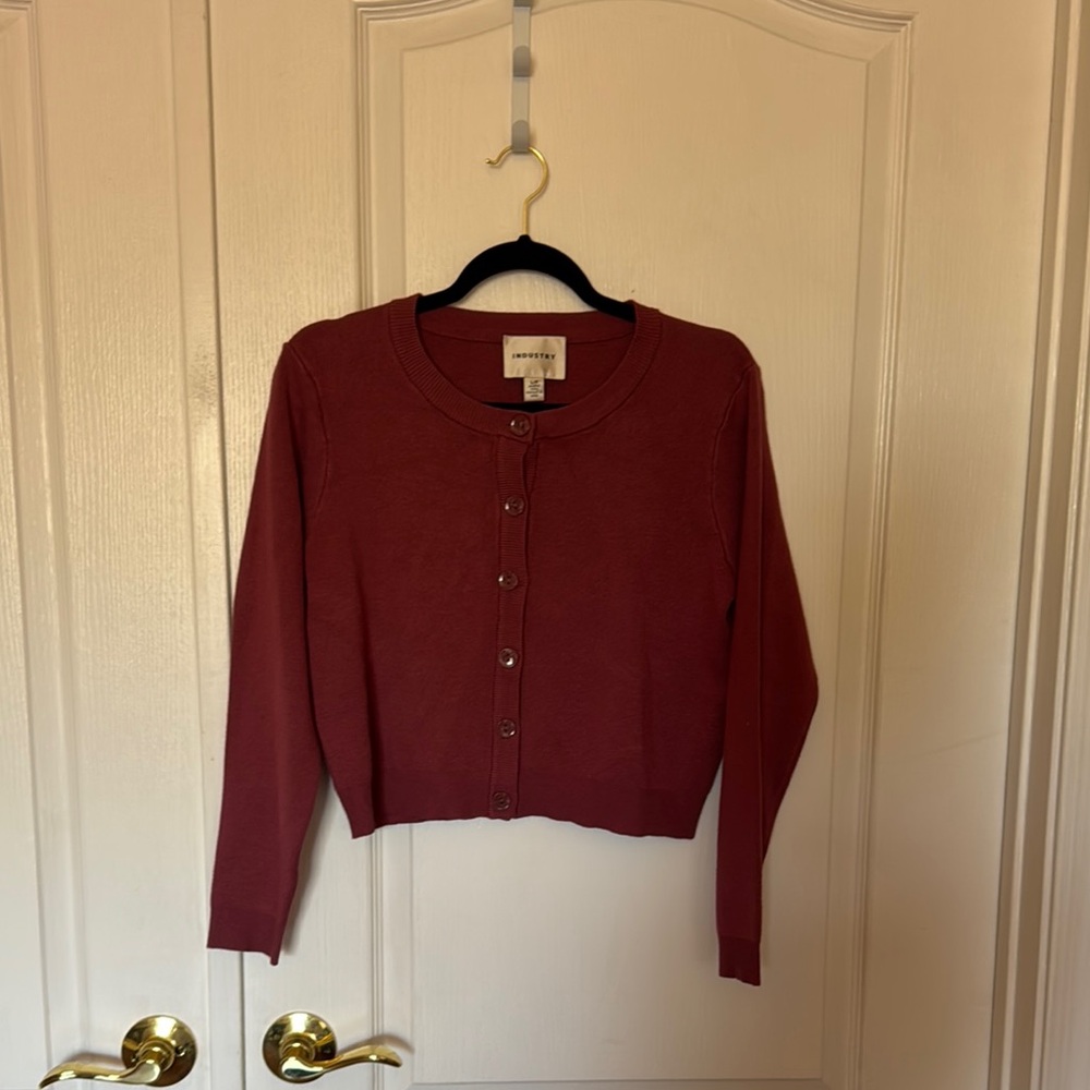 Industry rose pink color  Button-Up Sweater